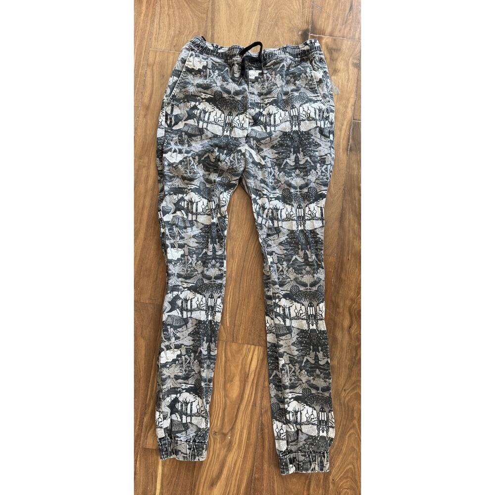 Zanerobe Sureshot Joggers Tapered Drop Crotch Pants - print Sz: 29